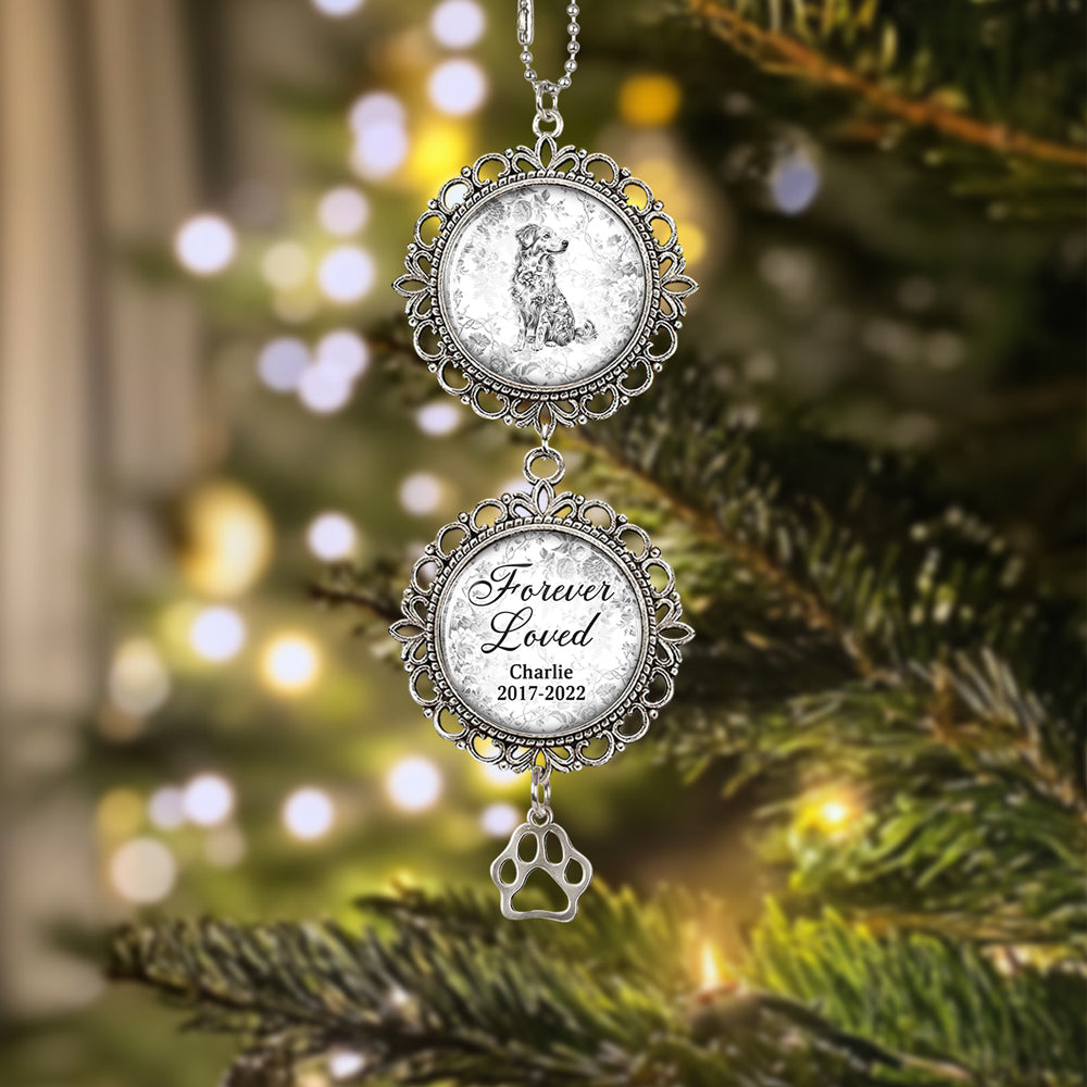 Custom Memorial Christmas Ornament, Sympathy Keepsake •  Forever Loved - Personalized Charming Ornament