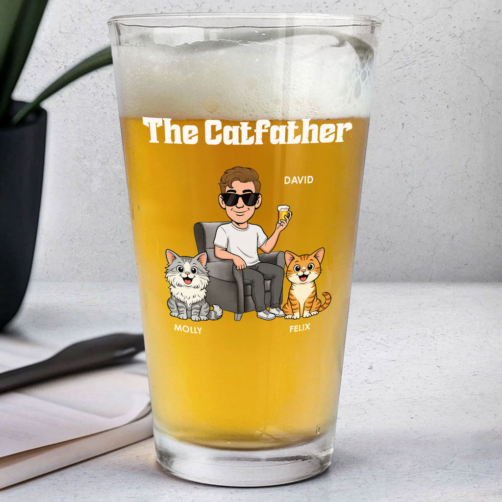 The Retro Catfather - Personalized Beer Glass