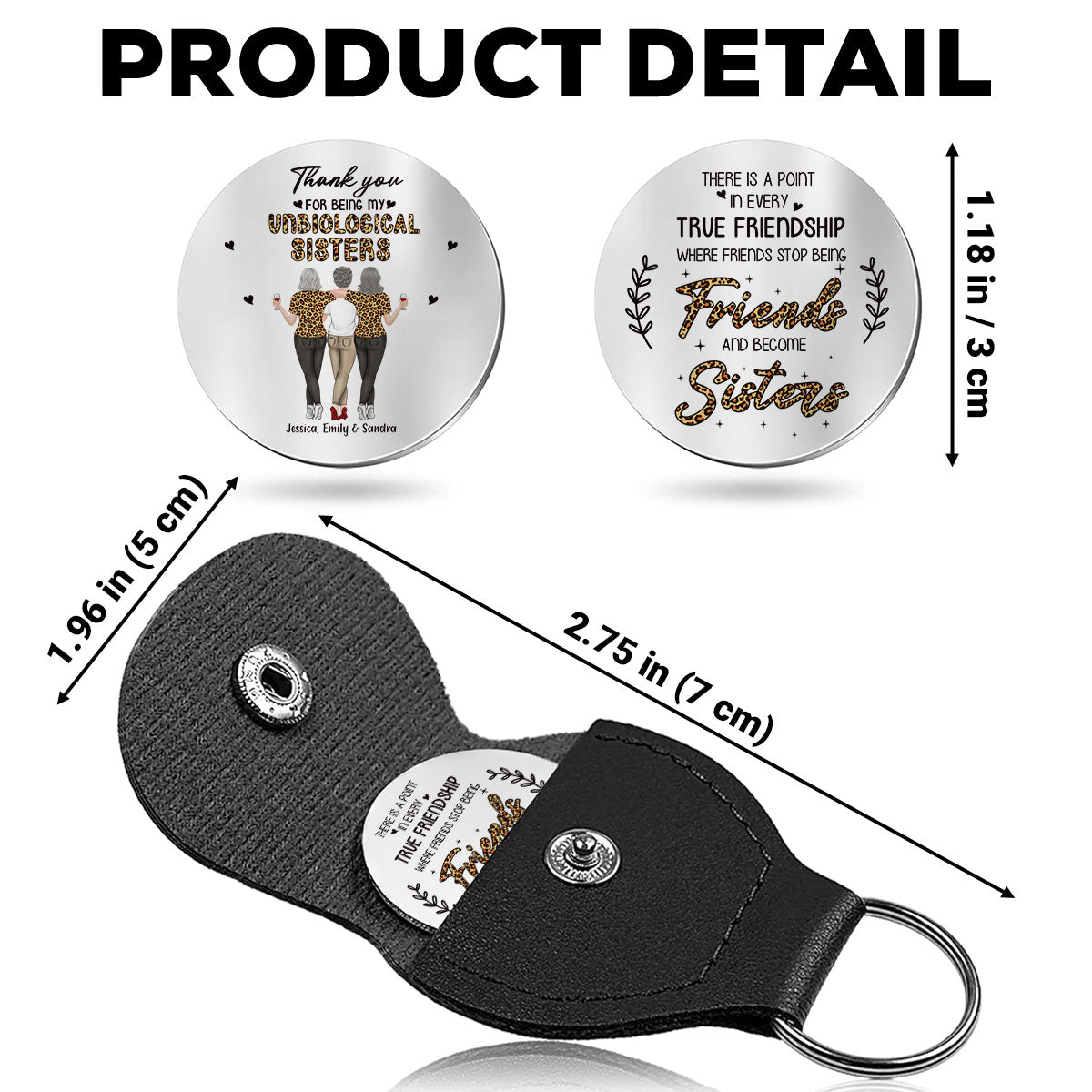 Custom Besties Coin Keychain, Friendship Birthday Gifts • Where Friends Stop Being Friends And Become Sisters - Personalized Pocket Hug