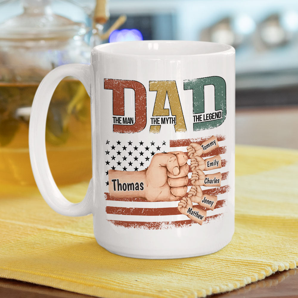 Custom Father's Day, Special Gift for Dad & Grandpa • The Myth - Personalized Coffee Mug