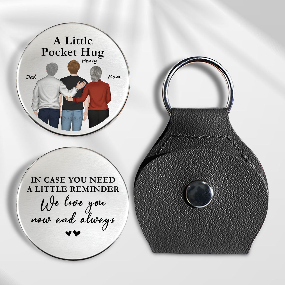 Custom Coin Keychain for Son, Father's Day Birthday Gifts • A Little Reminder From Parents - Personalized Pocket Hug