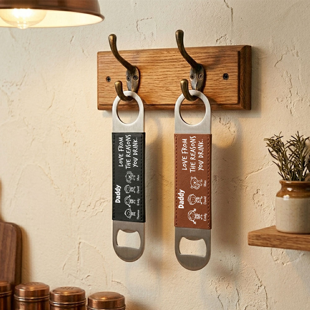 From The Reasons Your Drink - Personalized Leather Bottle Opener