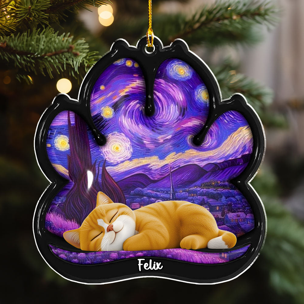 Custom Keepsake Christmas Ornament •  Lay Here With Cat - Personalized 3D Effect Acrylic Ornament