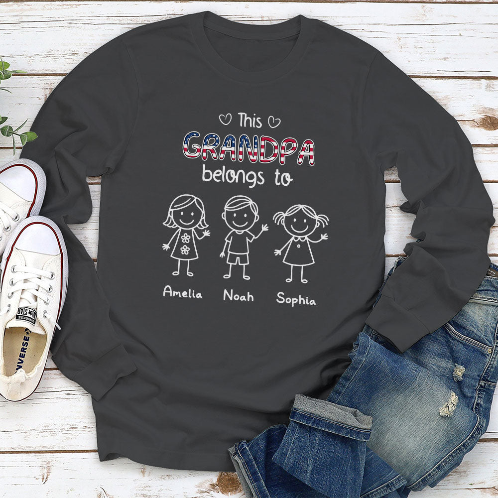 Custom Christmas & Birthday Gift for Grandpa • This Grandpa Belongs To Us America - Personalized Shirt