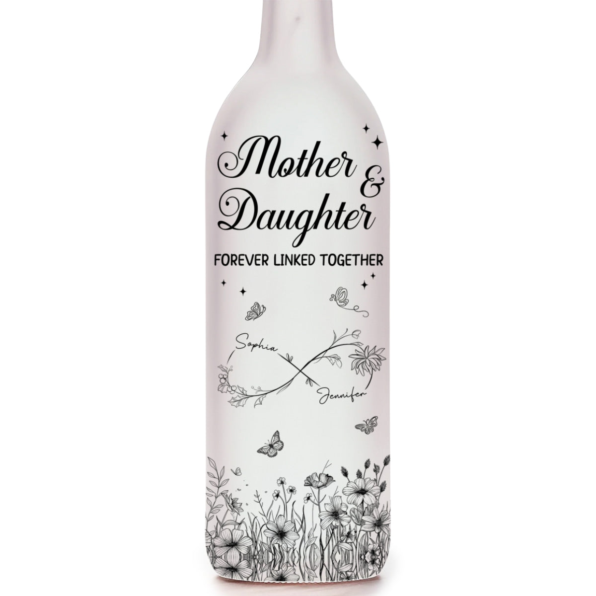 Mother And Daughter Forever Linked Together - Personalized Bottle Lamp