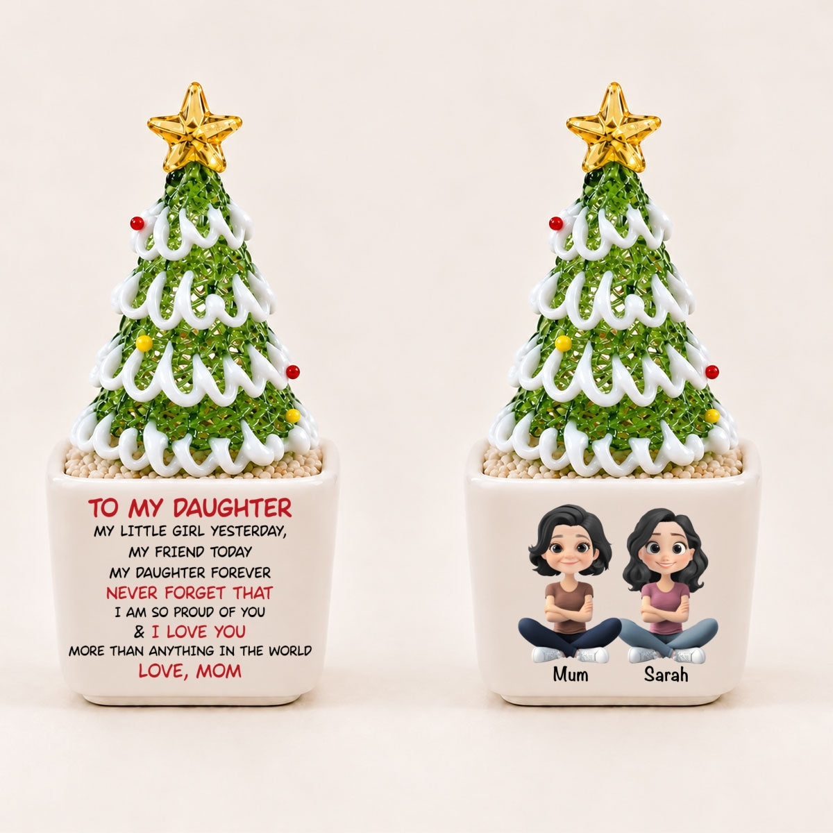 To My Daughter - Personalized Glass Christmas Tree