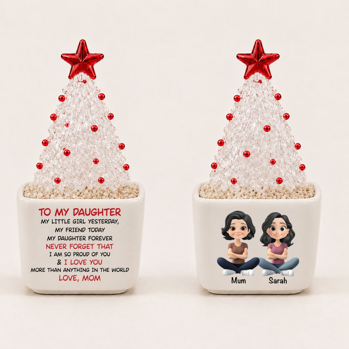 To My Daughter - Personalized Glass Christmas Tree