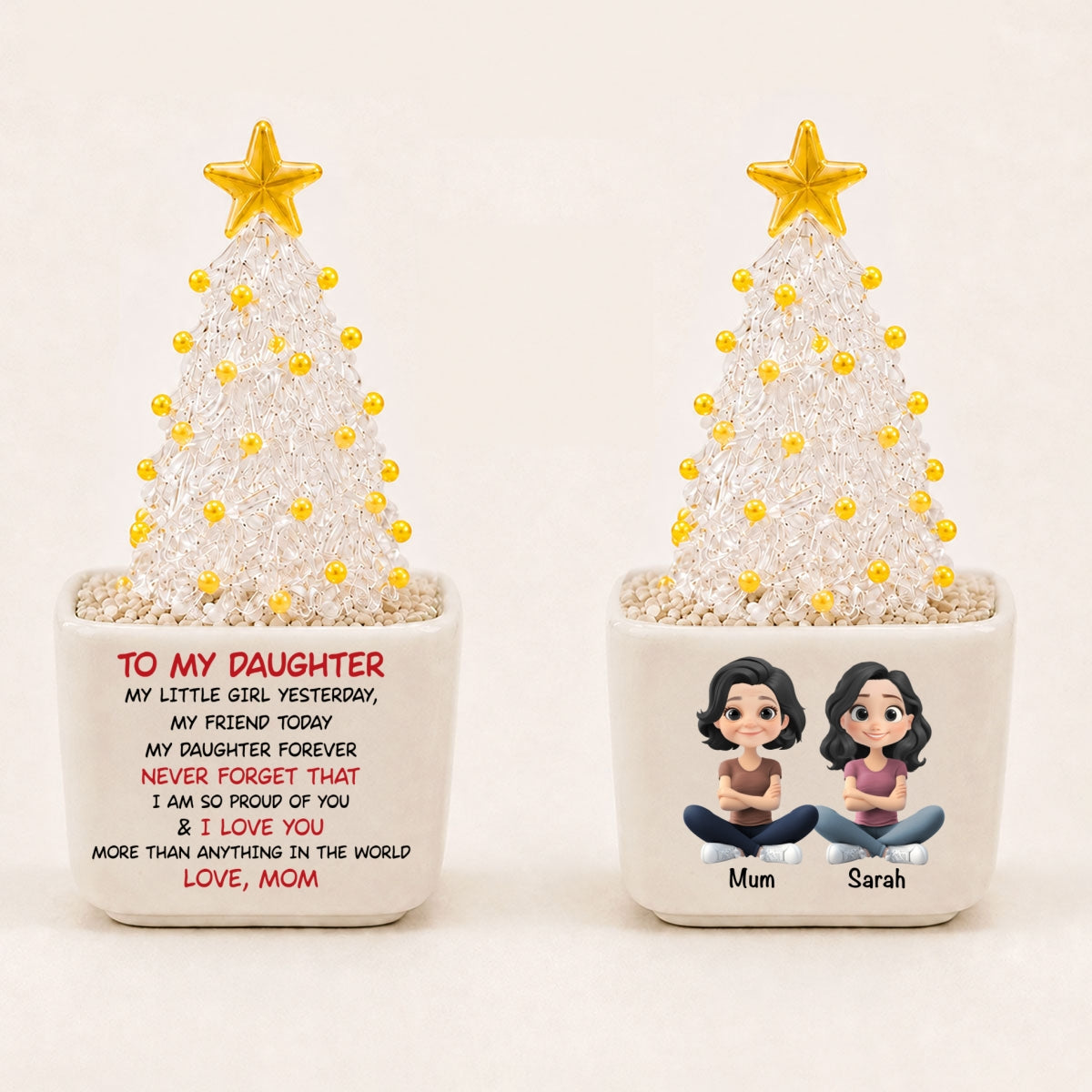 To My Daughter - Personalized Glass Christmas Tree