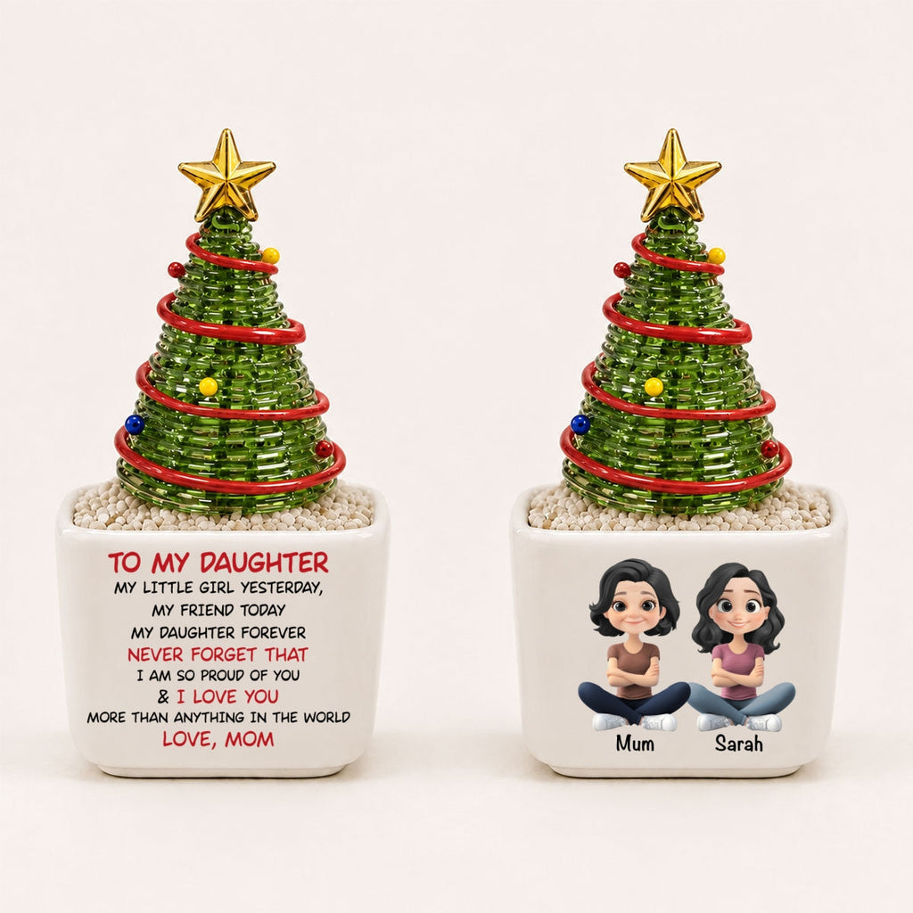 To My Daughter - Personalized Glass Christmas Tree