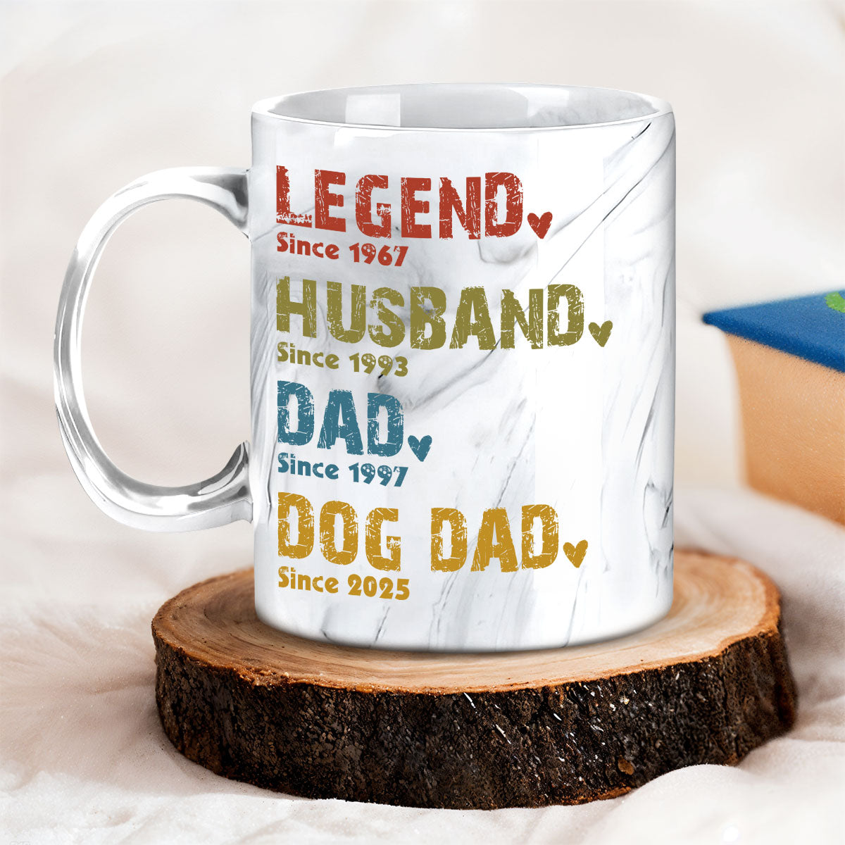 Custom Father's Day, Special Gift for Dad & Grandpa • Legend, Husband, Dad, Grandpa - Personalized Grey Marble Mug