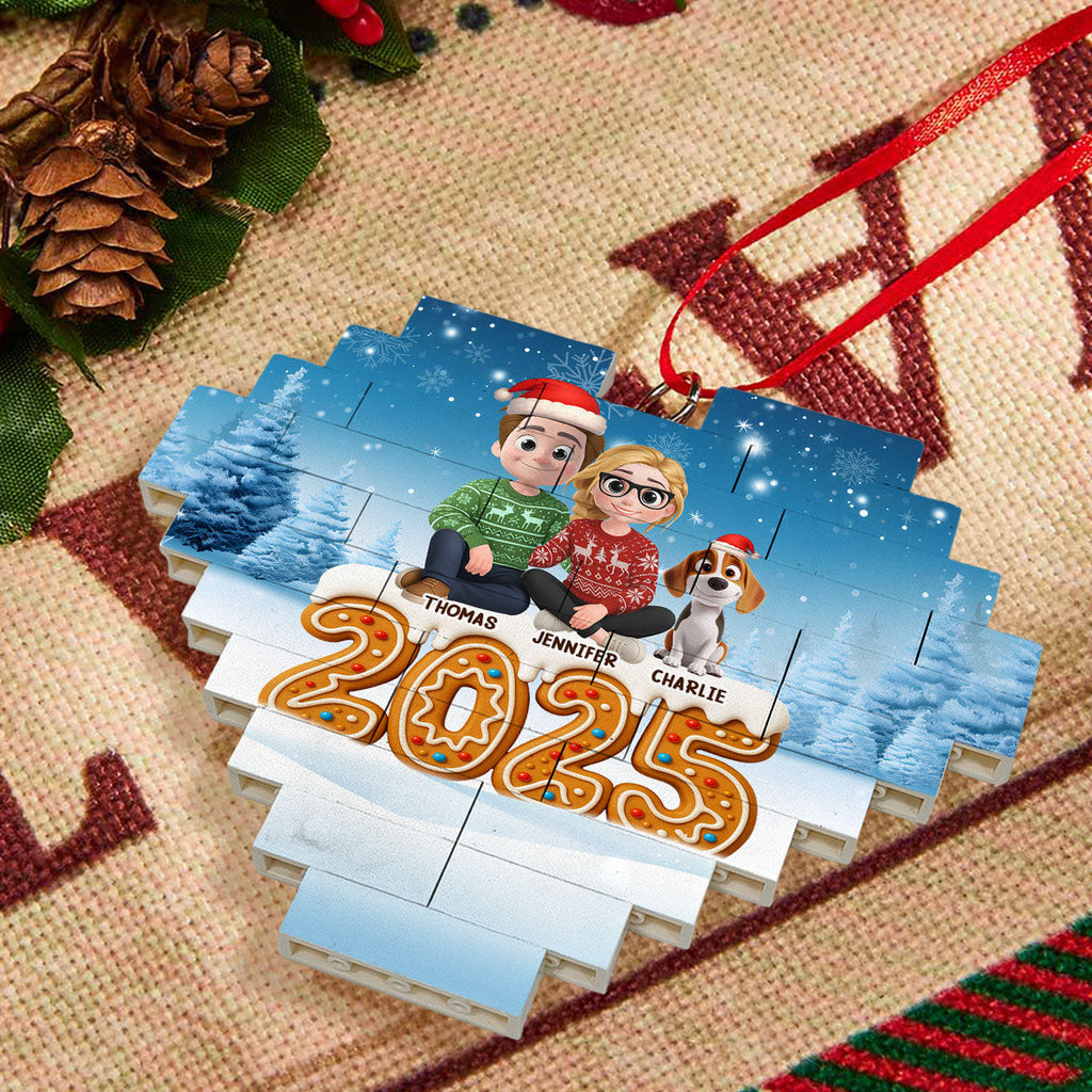 Custom Family Ornament, Christmas Gift for Family Members •  Ginger Family - Personalized 3D Effect Heart Puzzle Ornament