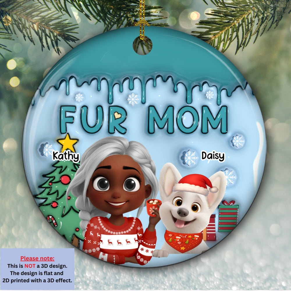 Custom Keepsake Christmas Ornament •  Me And Lovely Pet - Personalized 3D Inflated Effect Ceramic Ornament