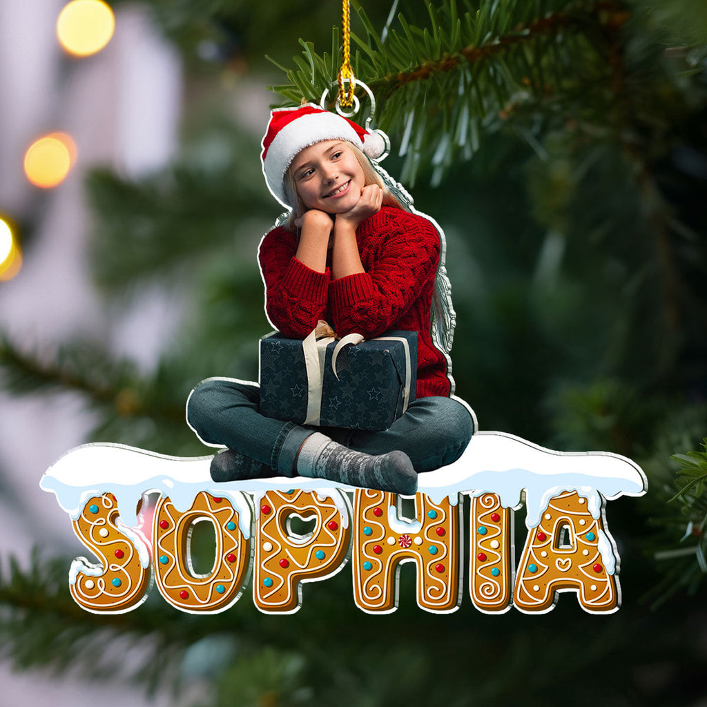 Custom Photo Family Ornament, Christmas Gift for Family Members • Christmas Name With Photo - Personalized Acrylic Ornament