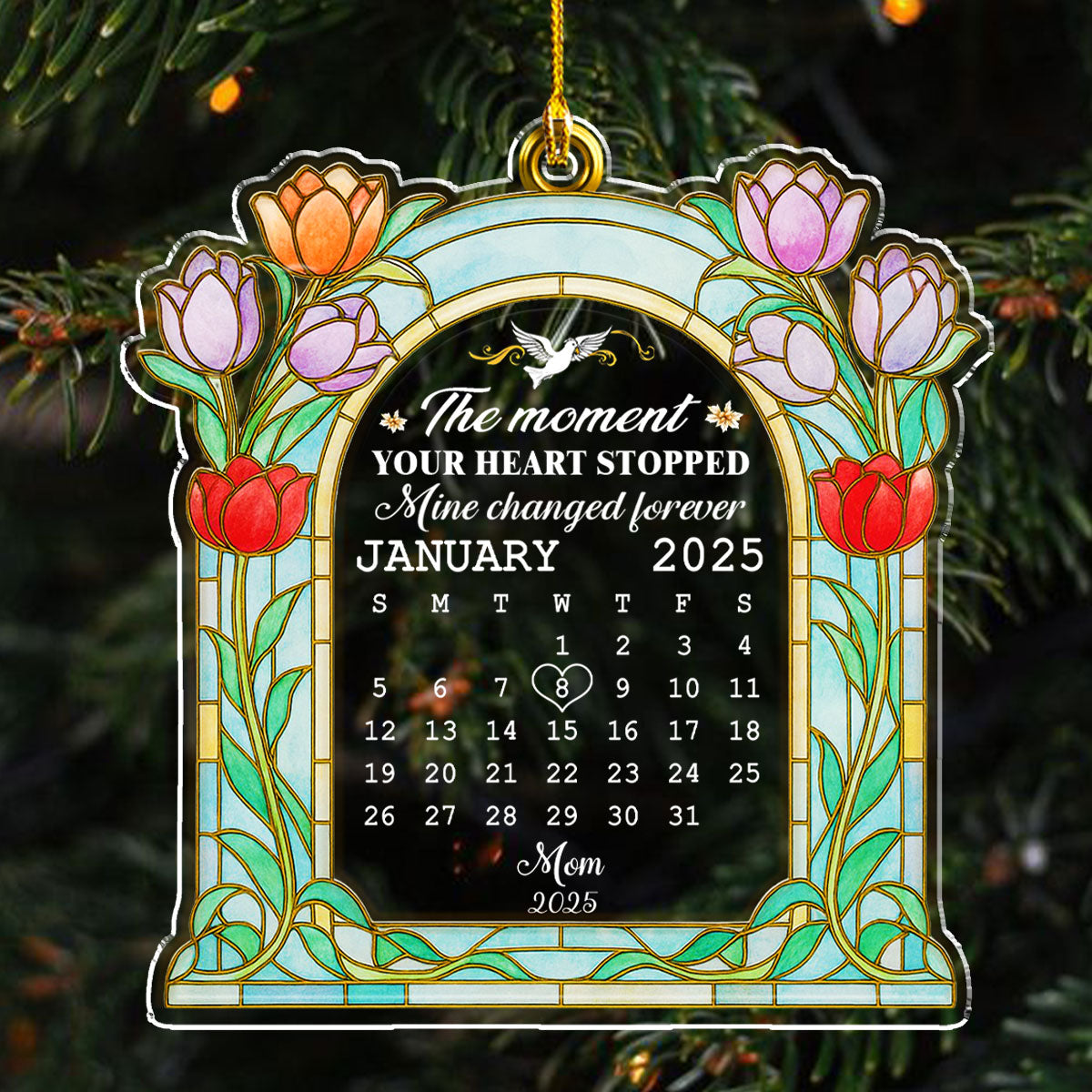 Custom Memorial Christmas Ornament, Sympathy Keepsake •  You Shine In My Heart - Personalized Acrylic Ornament