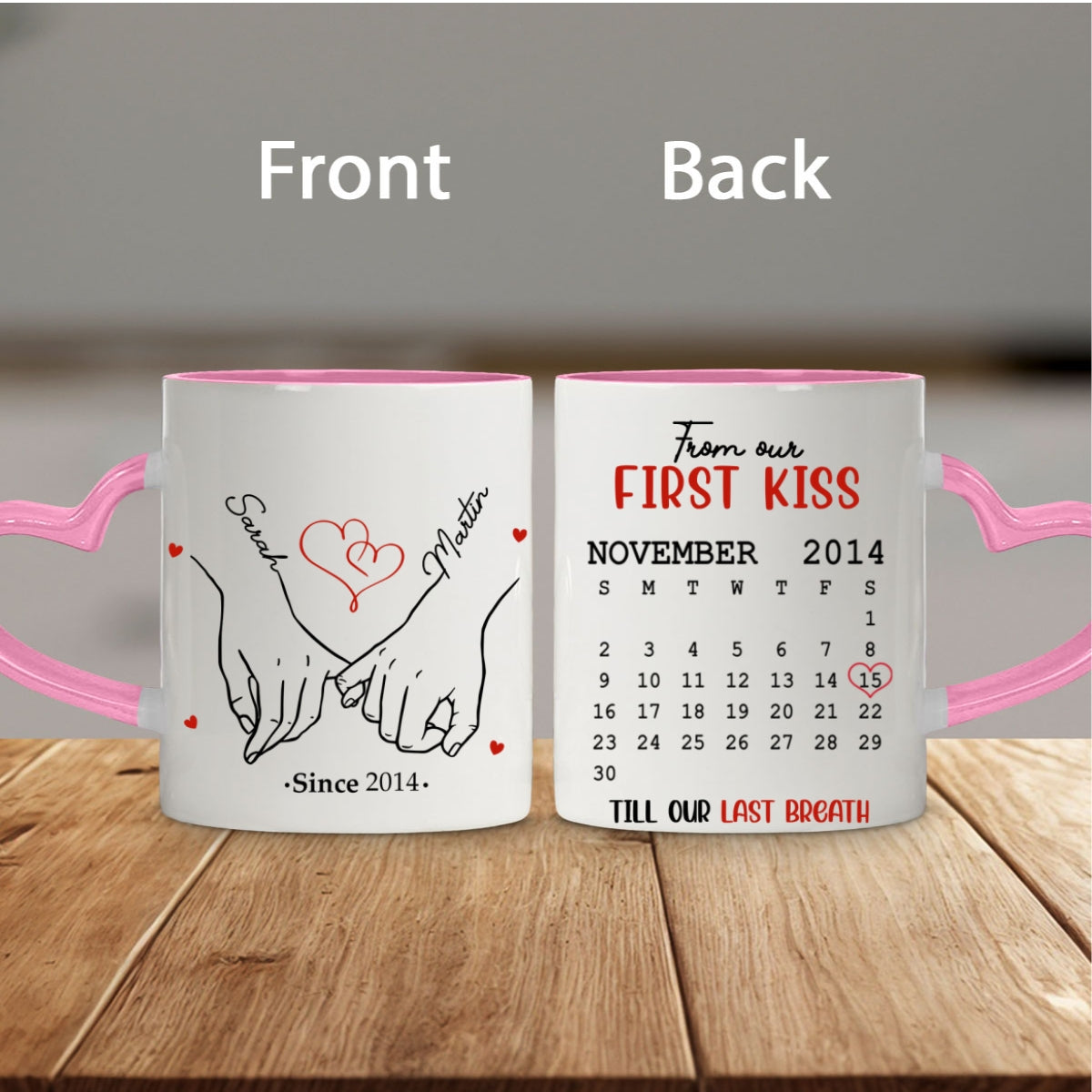 Custom Anniversary Keepsake Gifts For Couple • I Met You - Personalized Heart Handle Mug