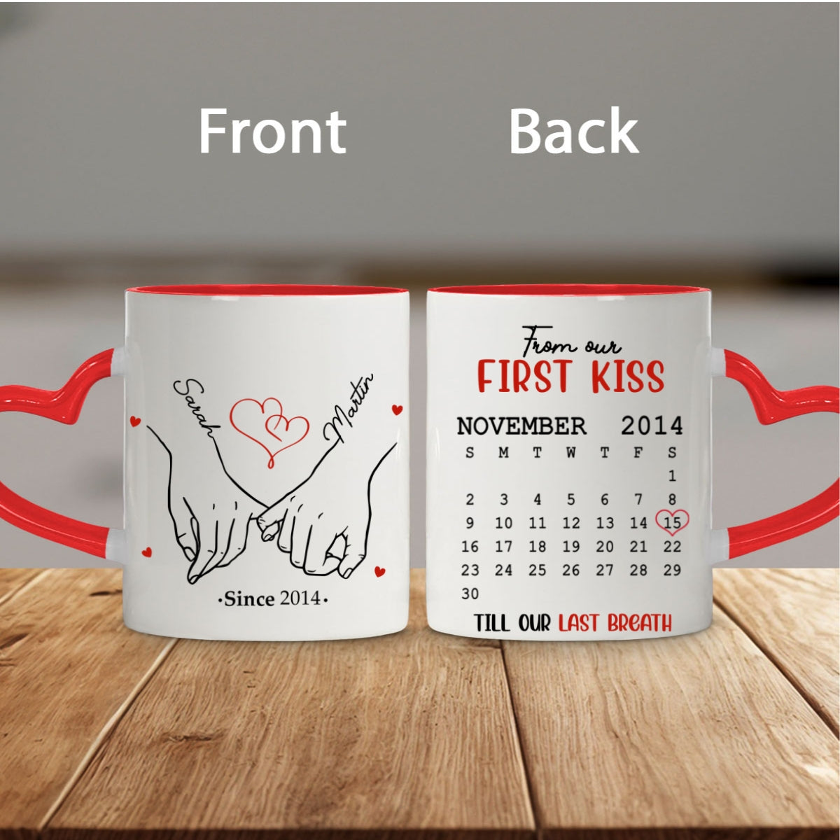 Custom Anniversary Keepsake Gifts For Couple • I Met You - Personalized Heart Handle Mug