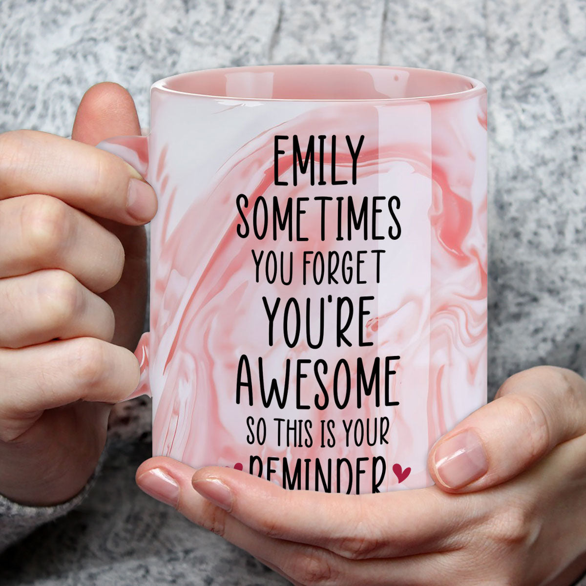 Custom Best Friend, Christmas & Birthday Friendship Keepsake Gift • Your Reminder - Personalized Pink Marble Mug