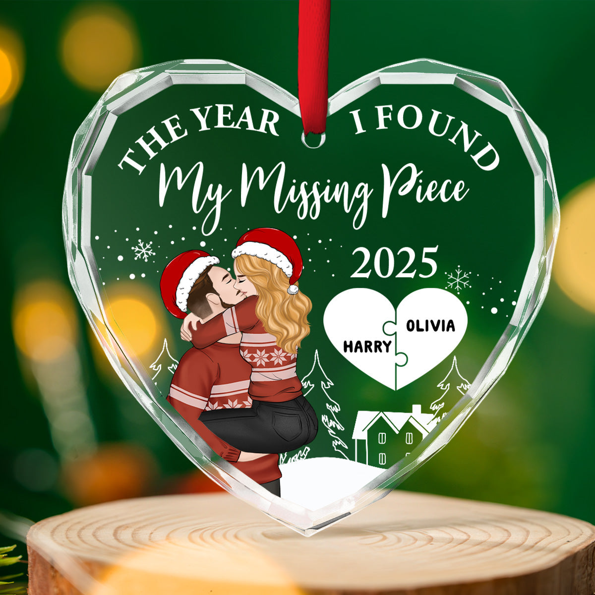 Custom Couple Christmas Ornament, Anniversary Gift •  The Piece I Found - Personalized Glass Ornament