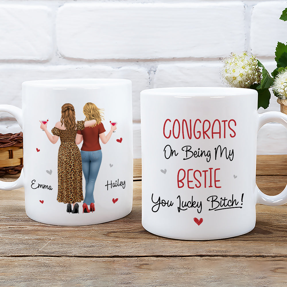 Custom Christmas & Birthday Gift for Brother & Sister • You Lucky My Best Friend - Personalized Coffee Mug