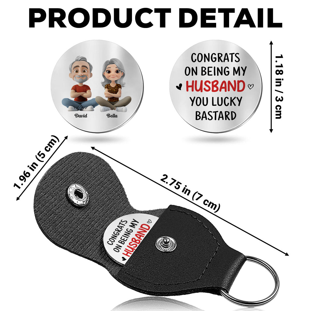 Custom Coin Keychain for Husband, Couple Anniversary Valentine's Day Gifts • Congrats My Husband - Personalized Pocket Hug