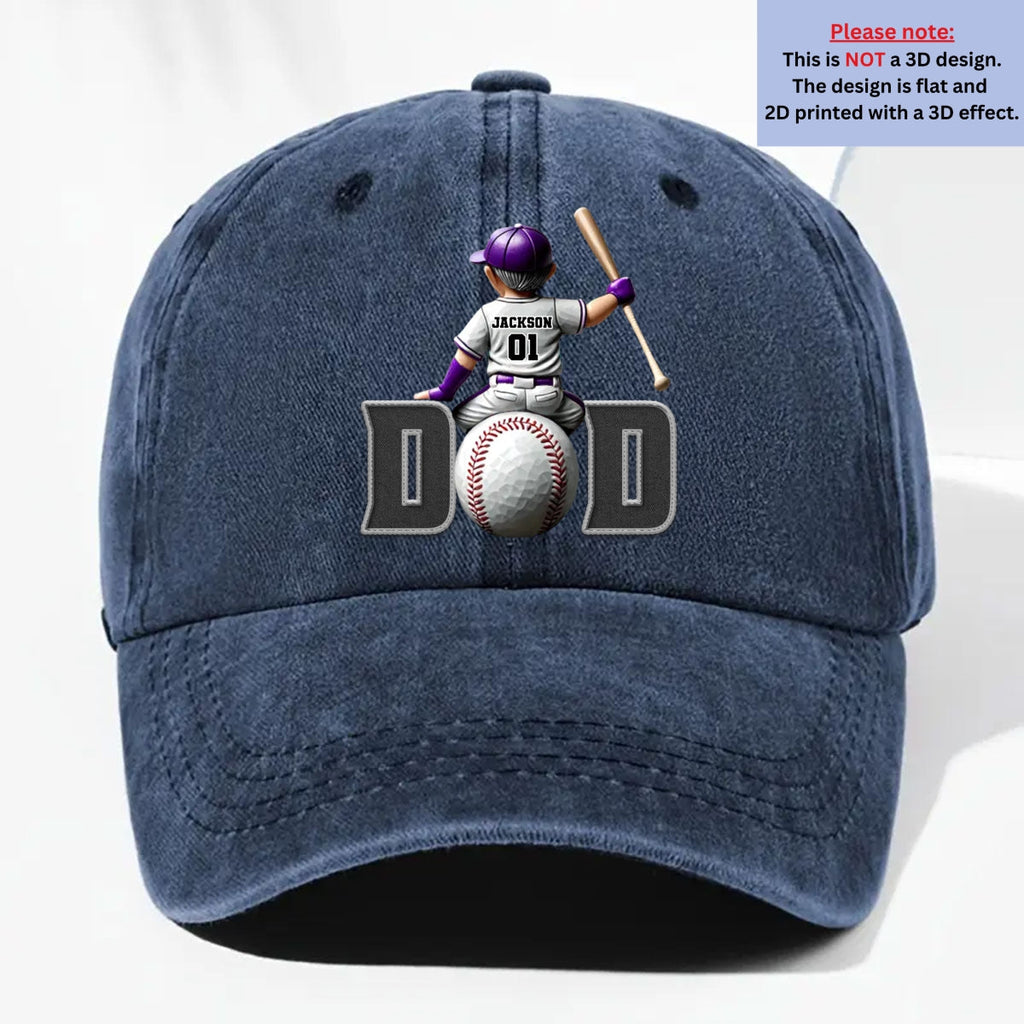 Custom Christmas Headwear Birthday Gifts for Dad • Proud Baseball Dad - Personalized Vintage Washed Denim Cap