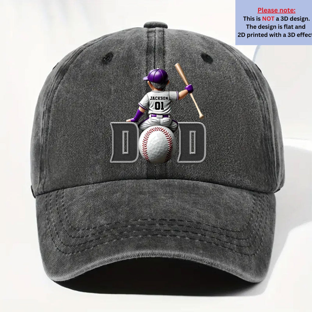 Custom Christmas Headwear Birthday Gifts for Dad • Proud Baseball Dad - Personalized Vintage Washed Denim Cap