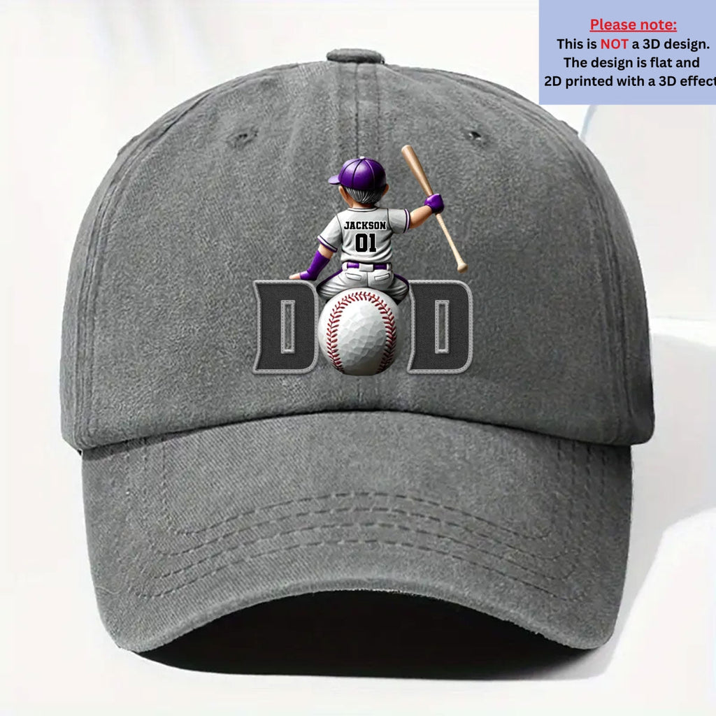 Custom Christmas Headwear Birthday Gifts for Dad • Proud Baseball Dad - Personalized Vintage Washed Denim Cap