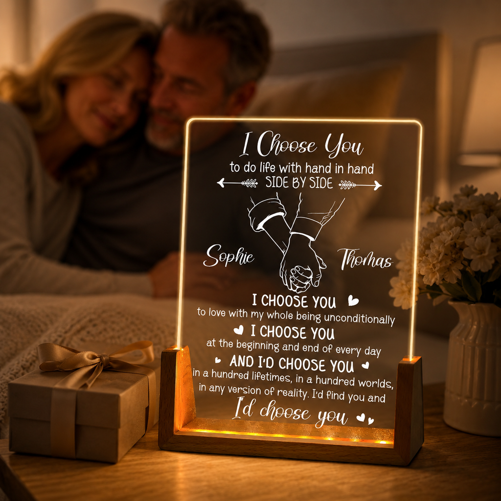 Custom Couple Gift for Anniversary, Valentine's Day, Christmas • I Choose You - Personalized Night Light
