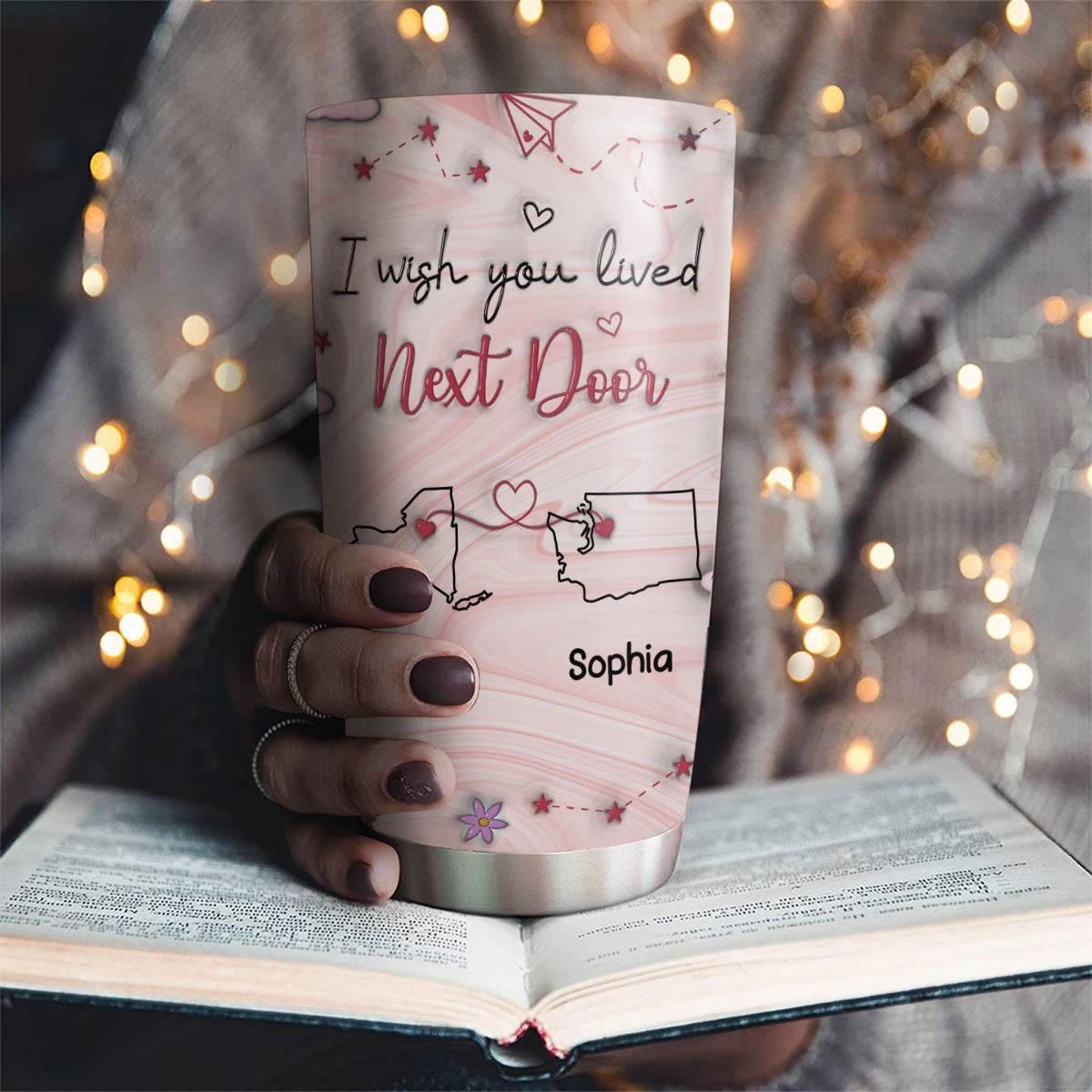 Custom Christmas Birthday Gifts For Best Friend • Wishing You Lived Next Door - Personalized 3D Inflated Effect Tumbler