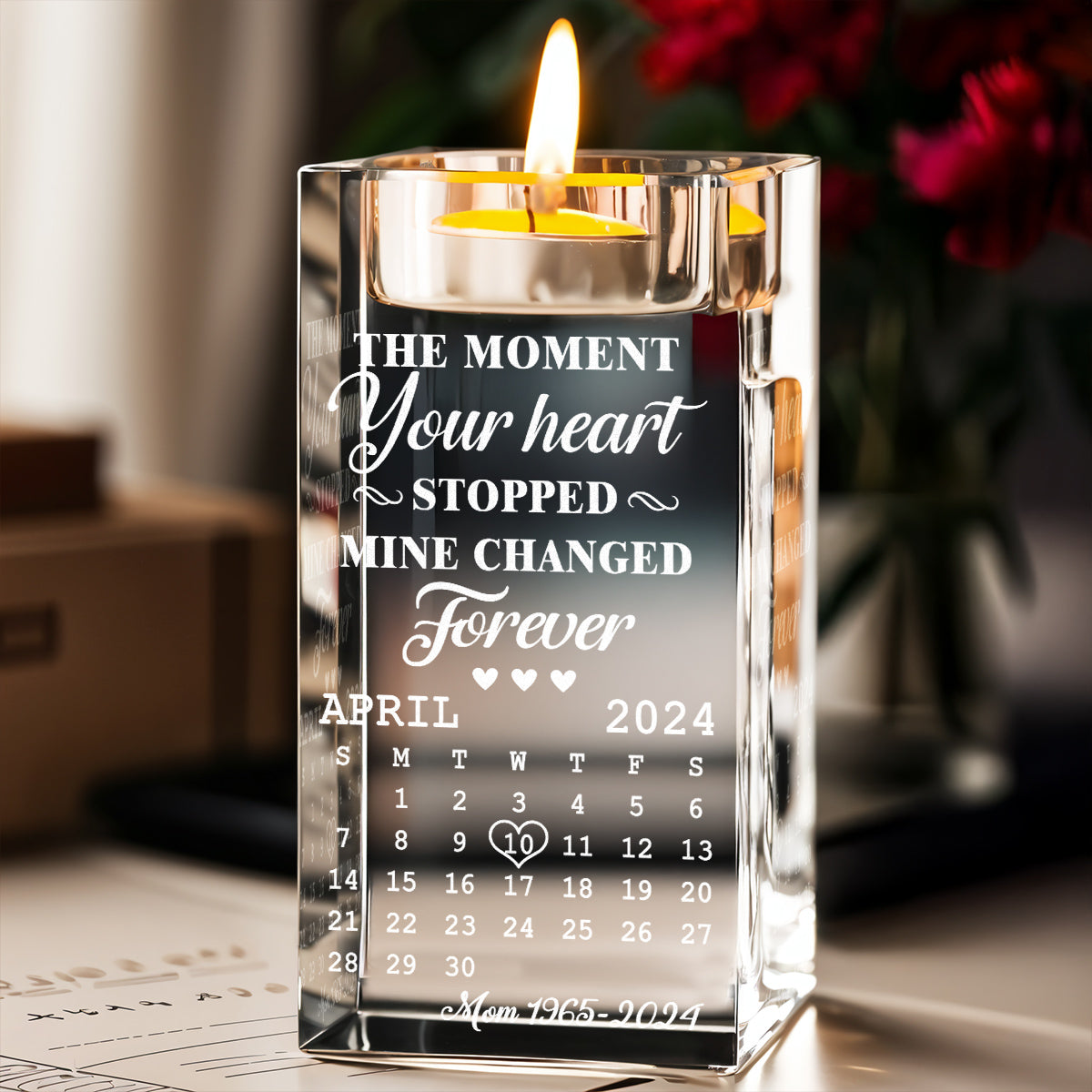 The Moment - Personalized Engraved Crystal Candle Holder