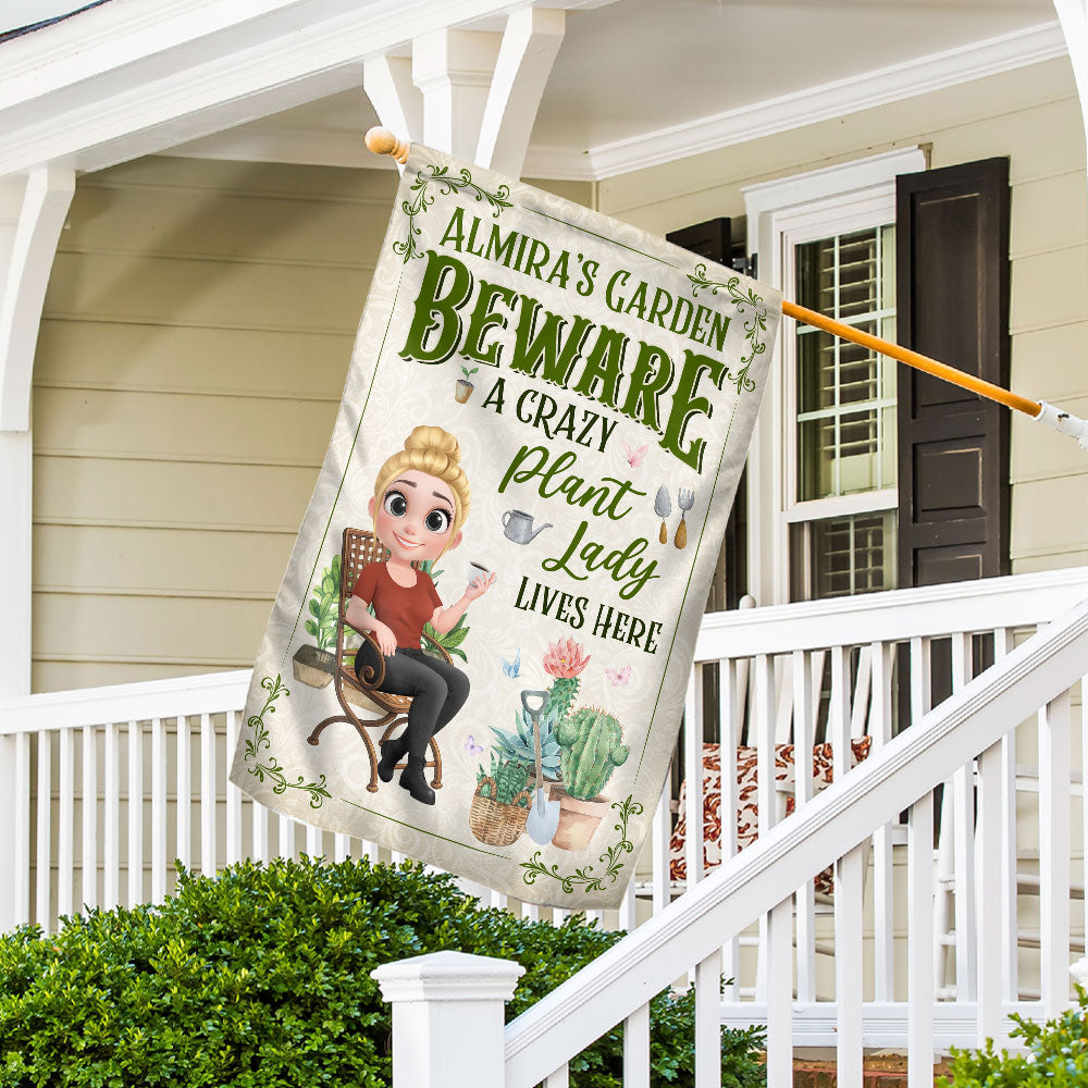Plant Lady Lives Here - Personalized Flag