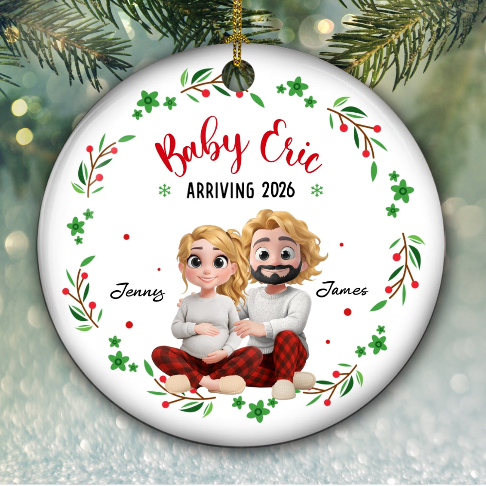Custom Family Ornament, Christmas Gift for Family Members •  Arrive To This World - Personalized Ceramic Ornament