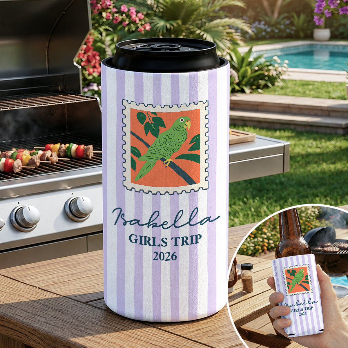 Beach Vacation - Personalized Skinny Can Cooler