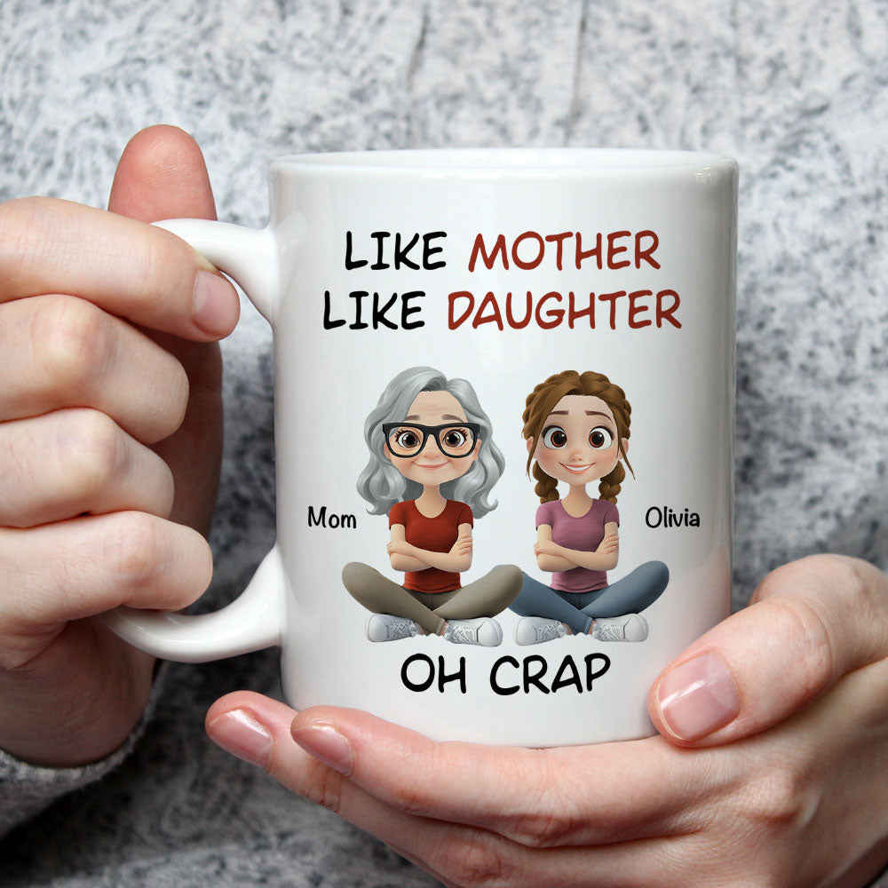 Custom Christmas & Birthday Gift for Daughter • Like Mother Like Daughter Cartoonized - Personalized Coffee Mug