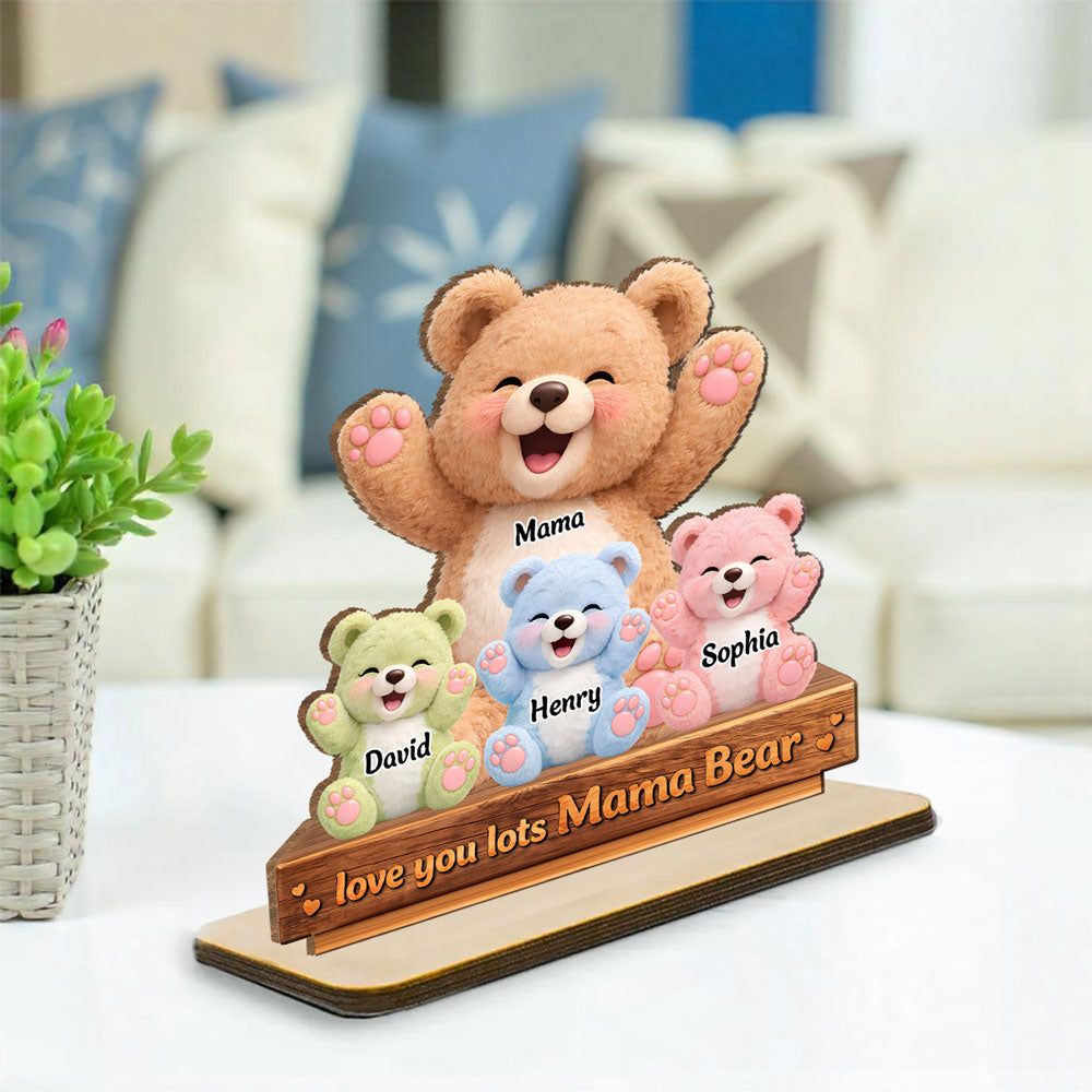 Custom Mother's Day Decor, Gift for Mom & Grandma • Love You Lots - Personalized 2-Layer Wood Plaque With Flat Base
