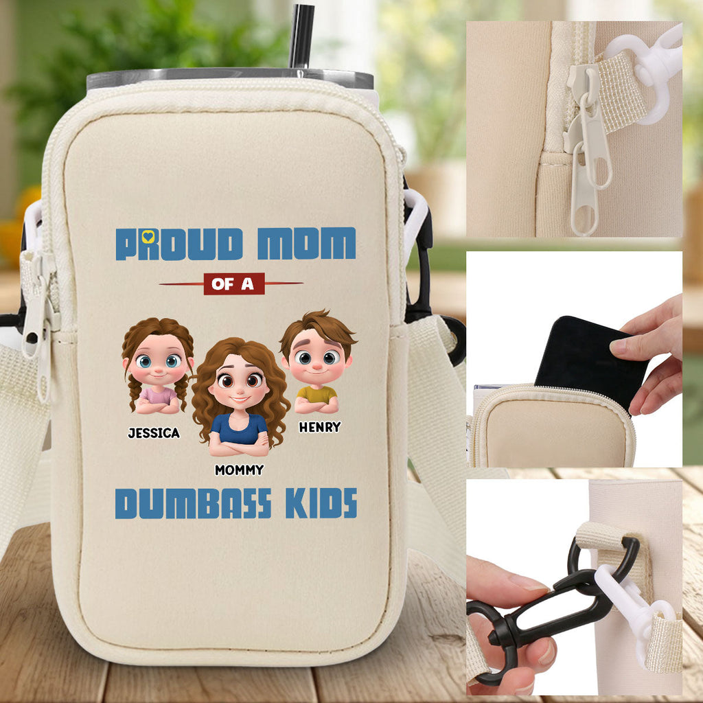 Proud Mom - Personalized Water Bottle Carrier Bag