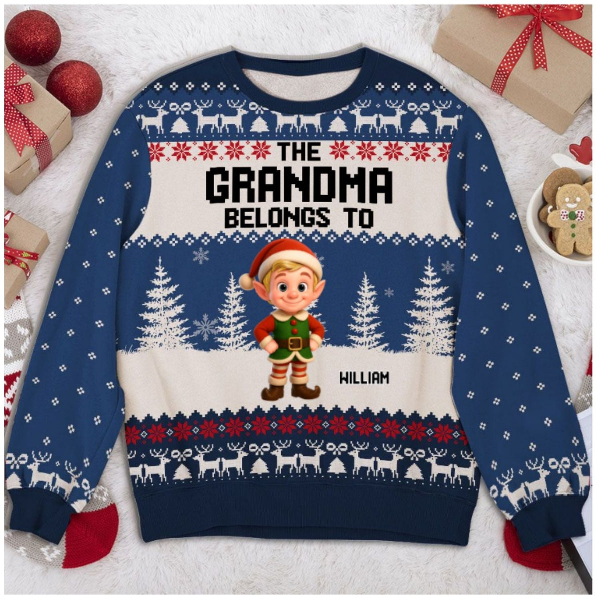Custom Grandma Christmas Sweatshirt, Gift for Mothers • Grandma Little Elves - Personalized All-Over-Print Sweatshirt