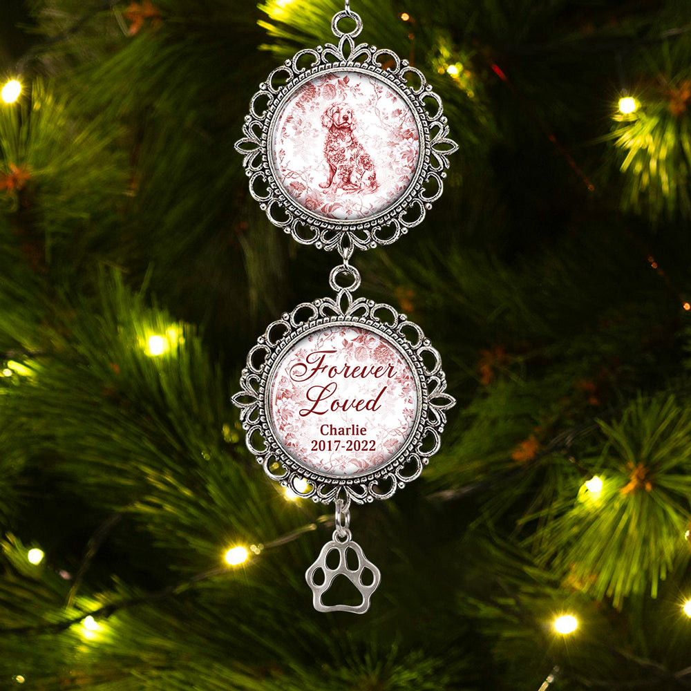Custom Memorial Christmas Ornament, Sympathy Keepsake •  Forever Loved - Personalized Charming Ornament