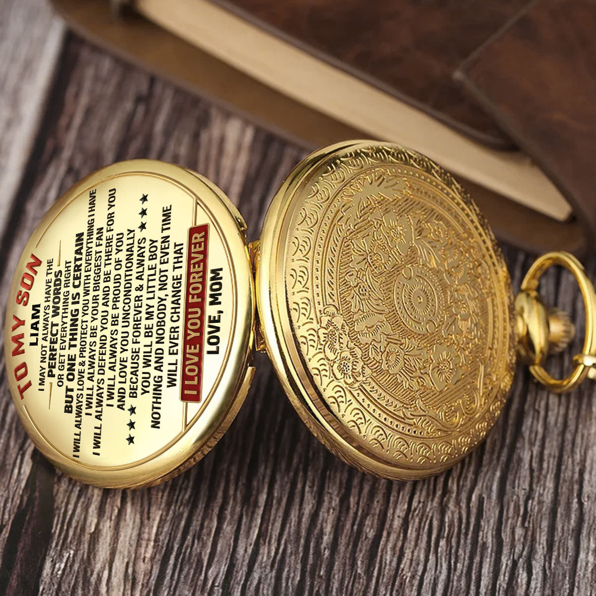 Mom To Son I Will Always - Personalized Print Pocket Watch