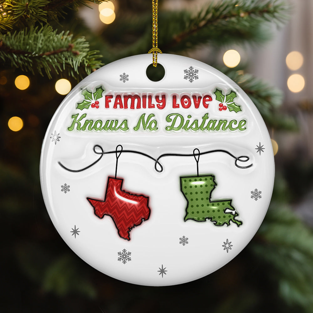 Custom Family Ornament, Christmas Gift for Family Members •  Family Love Does Not Need A Reason - Personalized 3D Inflated Effect Ceramic Ornament