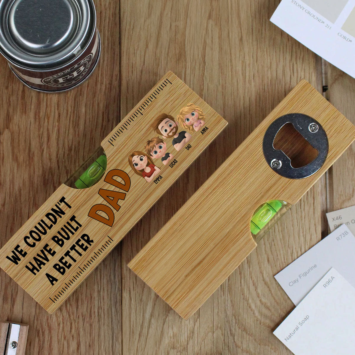 Could Not Have Built A Better Dad - Personalized Wooden Spirit Level Bottle Opener