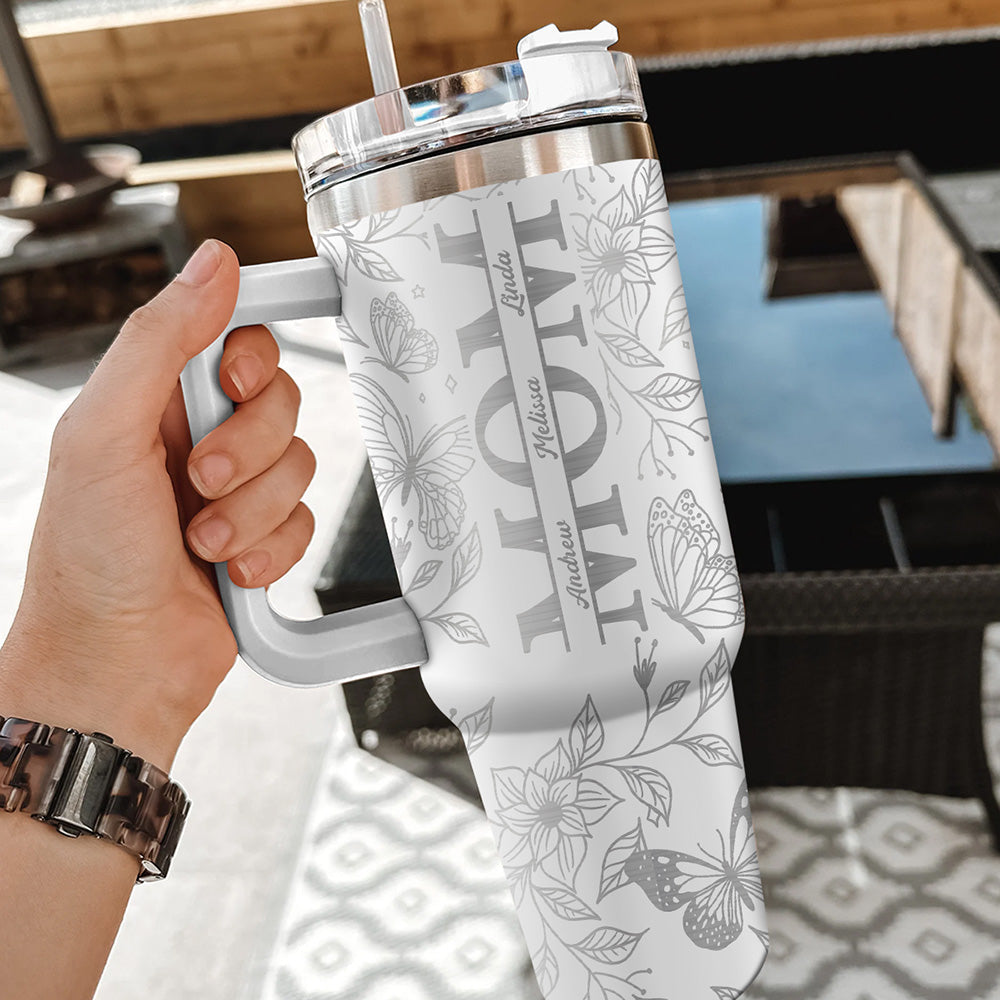 Custom Mother's Day Birthday Gifts For Mom • The Love Of Mom - Personalized Engraved 40oz Tumbler With Handle