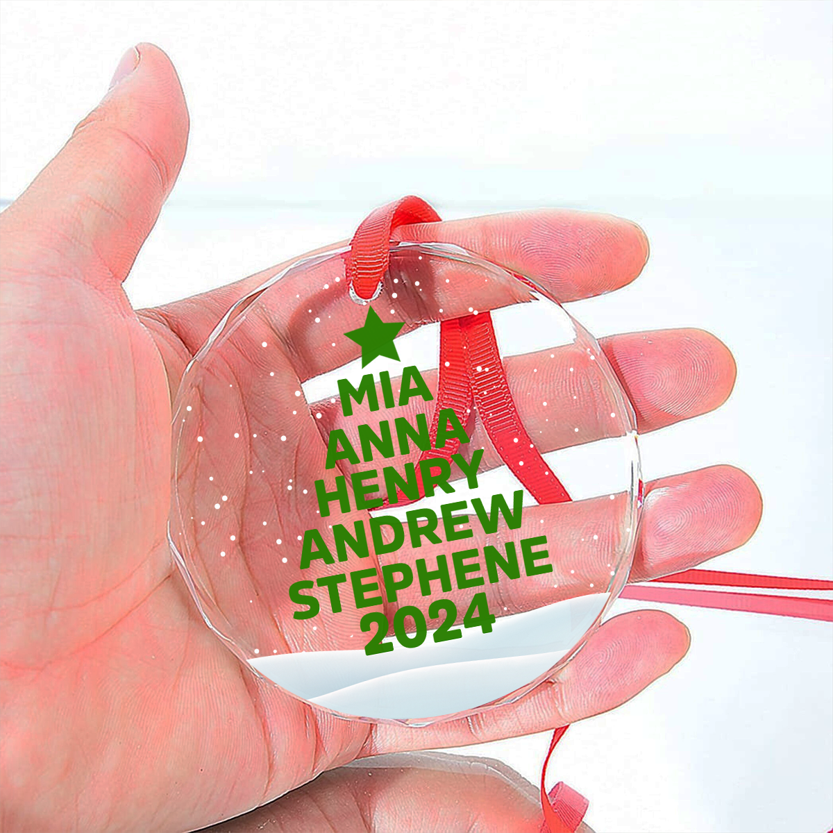 Custom Family Ornament, Christmas Gift for Family Members •  Love Family - Personalized Glass Ornament
