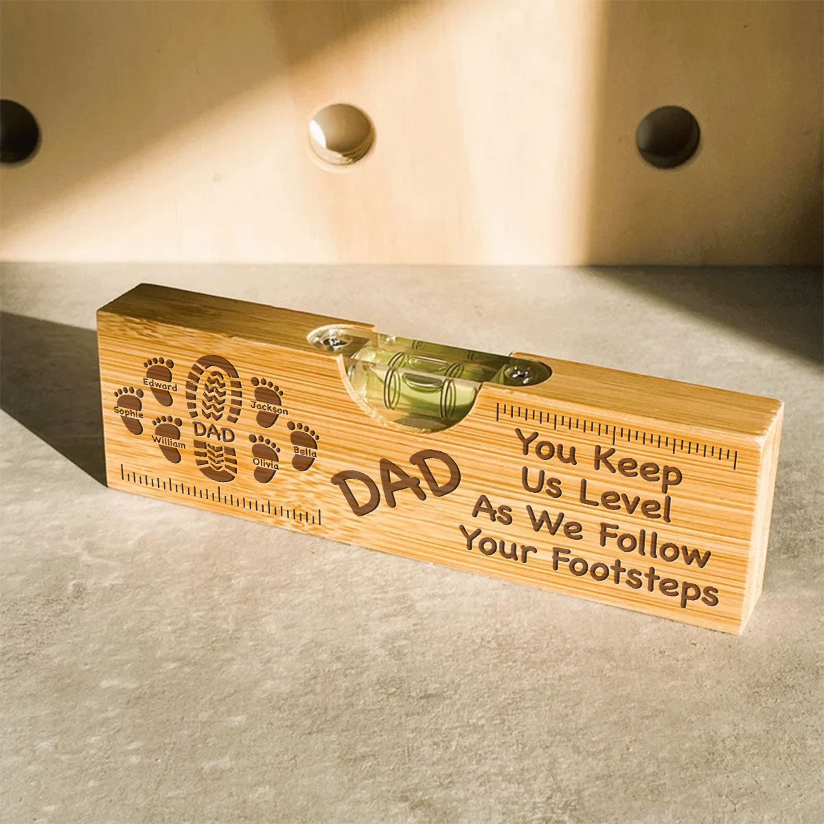 Dad You Keep Me Level - Personalized Engraved Wooden Spirit Level Bottle Opener