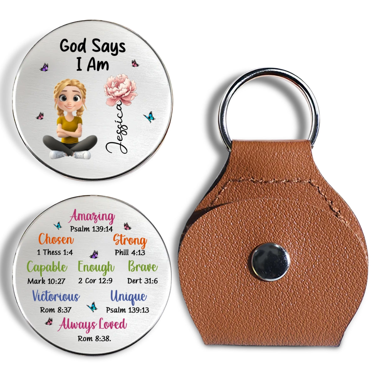 Custom Daughter Coin Keychain, Mother's Day Birthday Gifts • God Says You Are - Personalized Pocket Hug