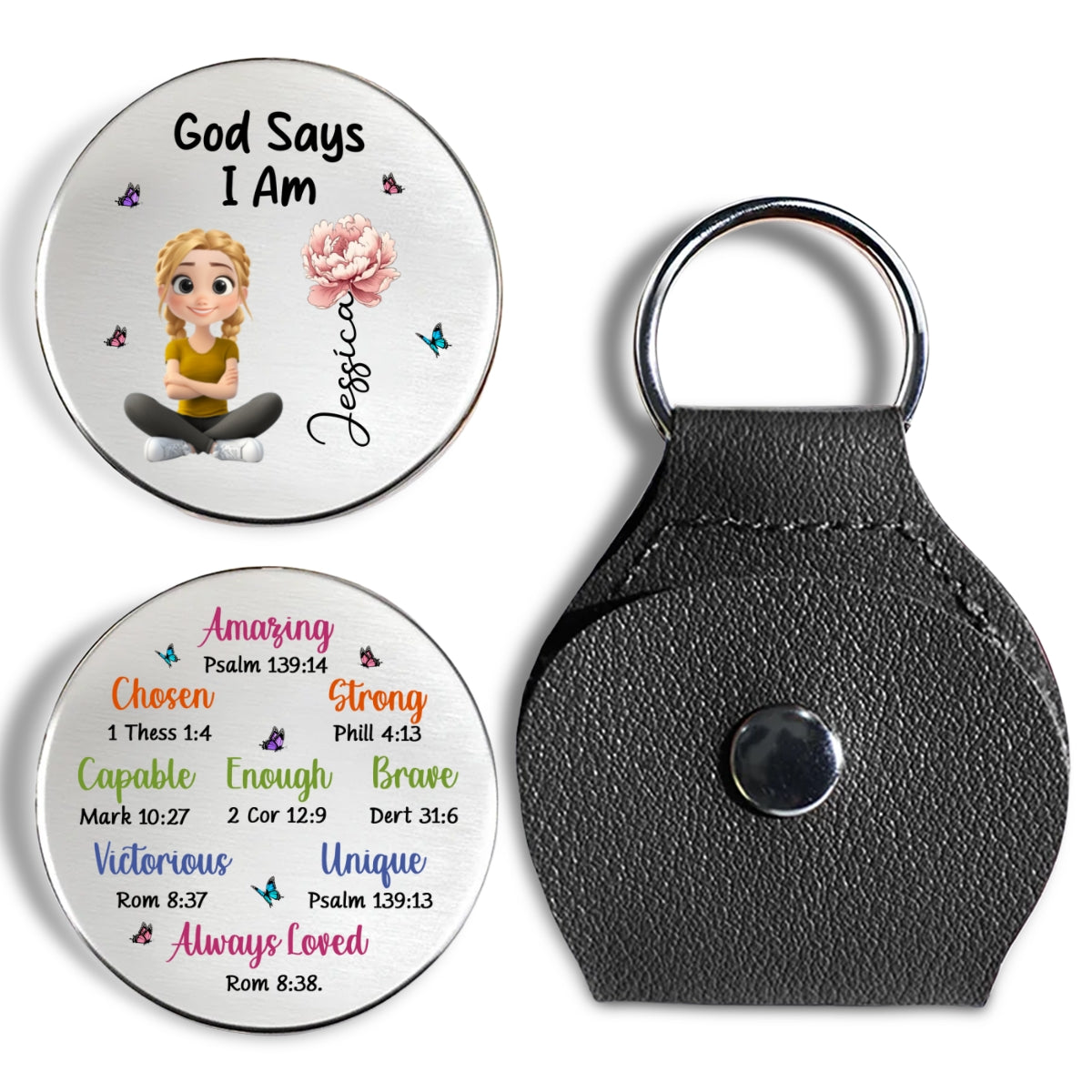 Custom Daughter Coin Keychain, Mother's Day Birthday Gifts • God Says You Are - Personalized Pocket Hug