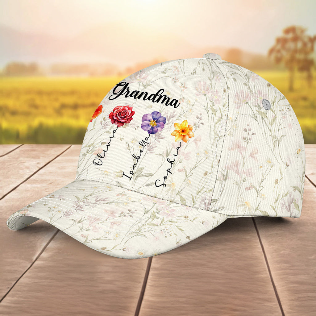 Grandma Lovely Flowers - Personalized Classic Cap