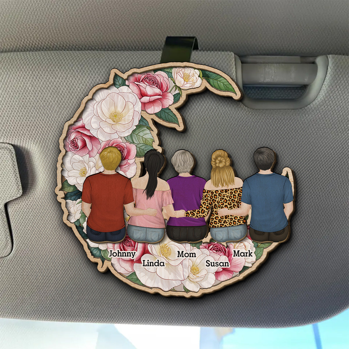 Happy Children With Mommy - Personalized Car Visor Clip