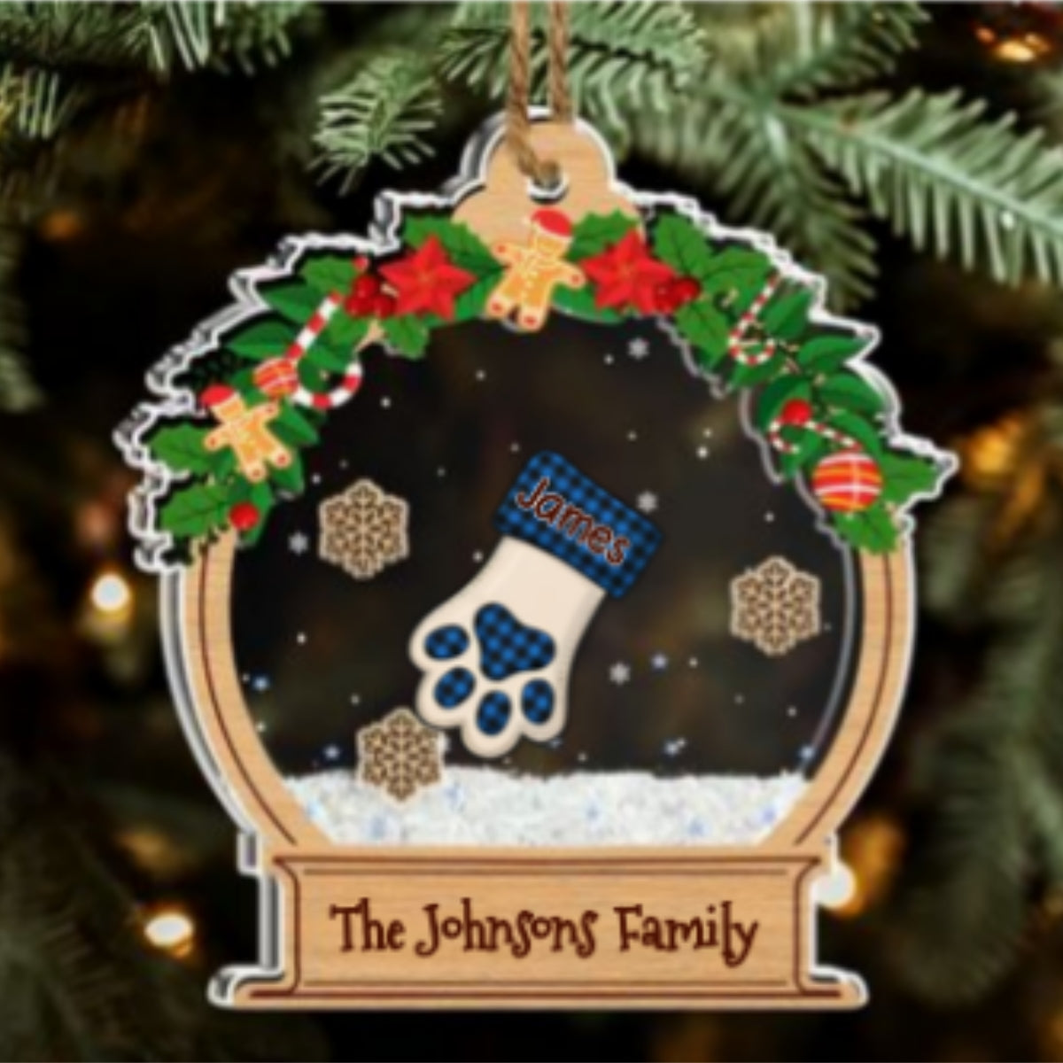 Custom Family Ornament, Christmas Gift for Family Members •  Funny Stocking - Personalized Acrylic Shaker Ornament