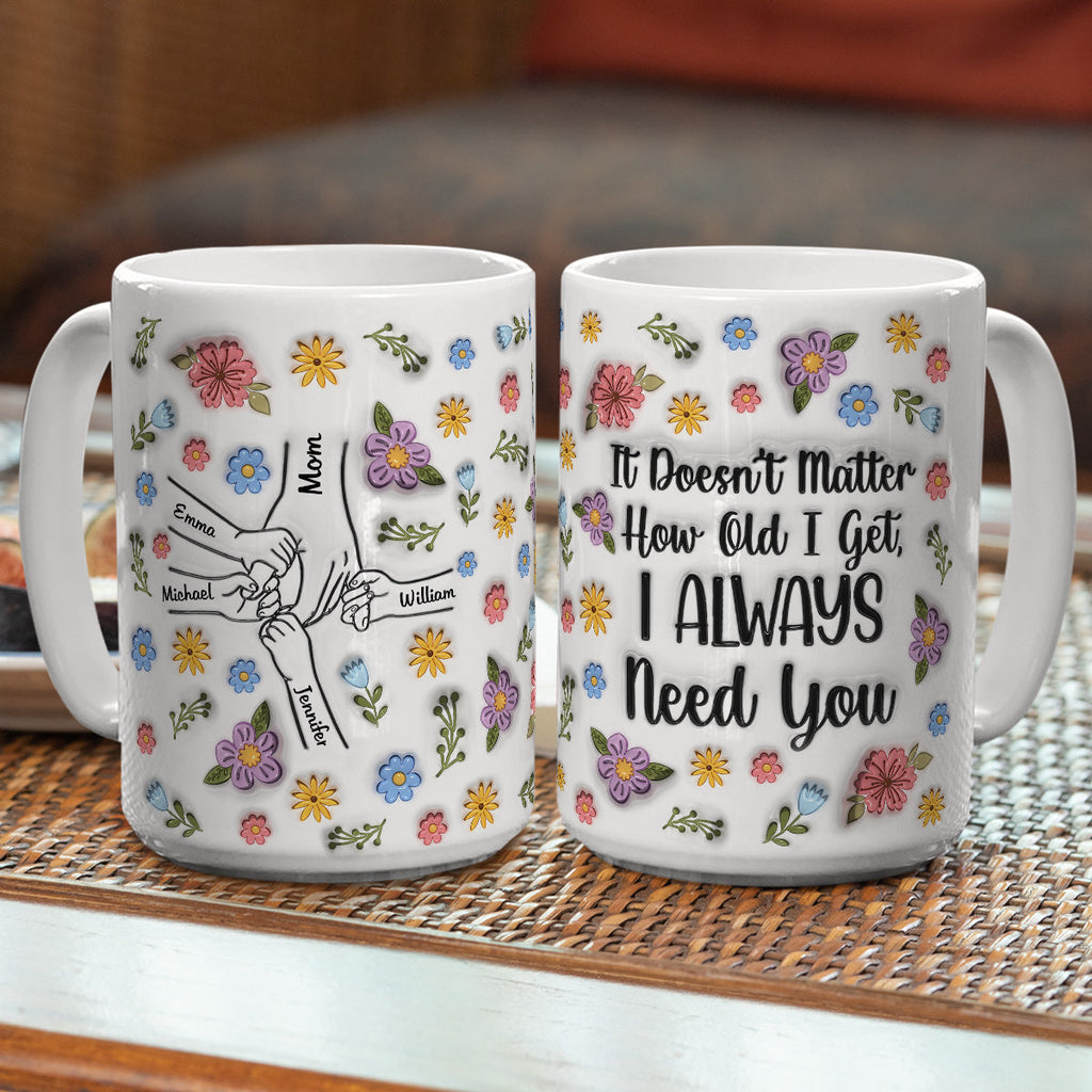 Custom Christmas & Birthday Gift for Mom • I Always Need You Version 2 - Personalized 3D Inflated Effect Coffee Mug